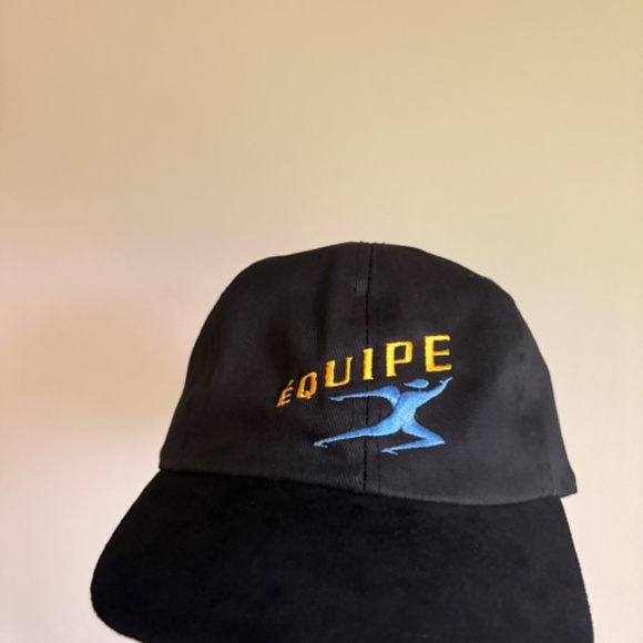 Vintage EQUIPE ROBERT TRANSPORT Dad hat baseball cap strapback black blue - Picture 2 of 6